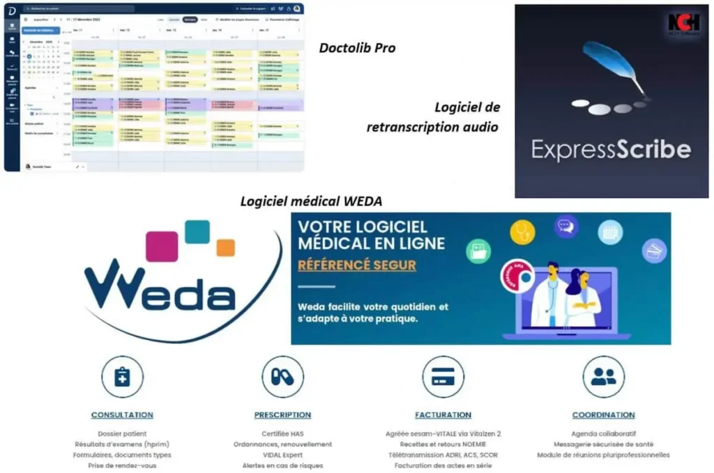 visuel sur les logiciels utilisés pour le secrétariat médical d'un chirurgien de la Polyclinique de Navarre à Pau (64000)