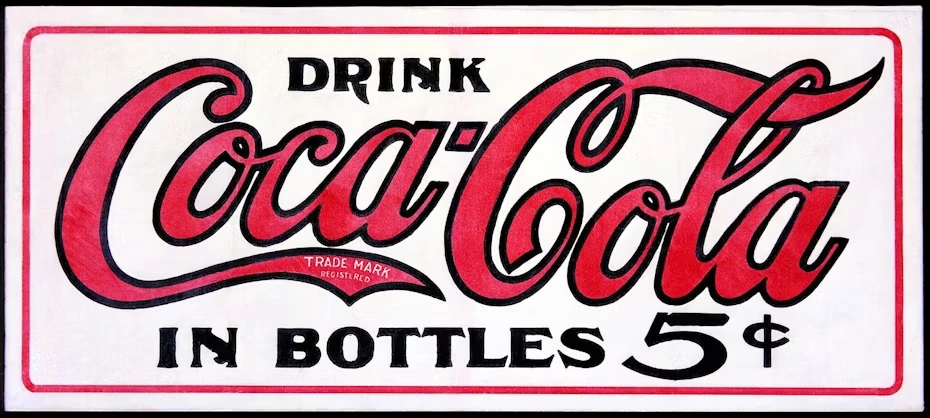 image du premier visuel de Coca-Cola crée en 1885 par Franck Mason Robinson