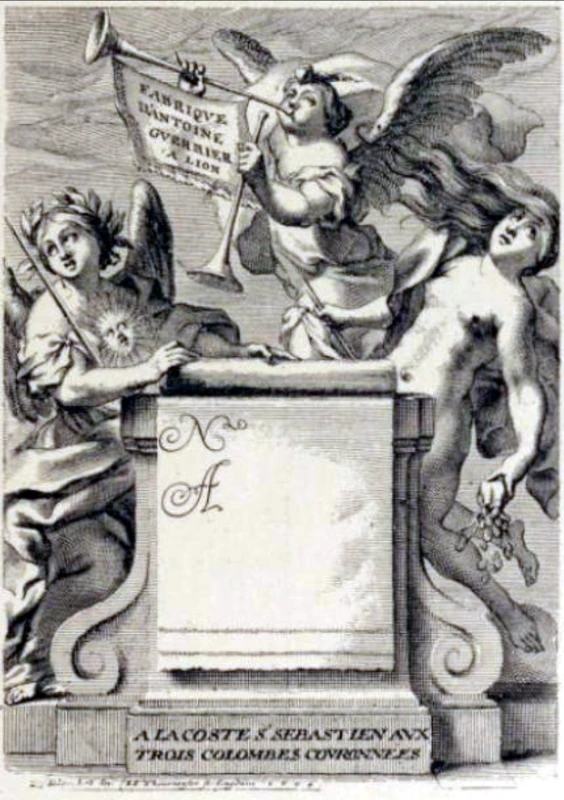 image d'une des premières cartes de visite de Thomas Blanchet (1674, Lyon)