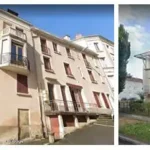 trois photos alignées : deux maisons de rue et un petit immeuble