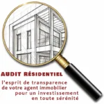 visuel pour Opus Audit Résidentiel particulier, loupe sur un dessin de bâtiment et texte explicatif