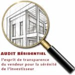 visuel pour Opus Audit Résidentiel particulier, loupe sur un dessin de bâtiment et texte explicatif