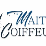logo "maître coiffeur" avec écriture stylée et couronne ombrée