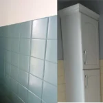 photo avant/après d'un mur carrelé repeint