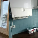 photo avant/après d'un plan de travail de cuisine, carrelage repeint