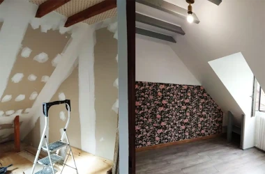 photo avant/après des travaux réalisés dans une pièce servant de bureau à Morlaàs près de Pau (64)